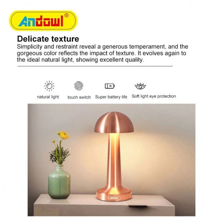 Lampa de birou portabila, reincarcabila tip ciupercuta aurie - 2 | YEO