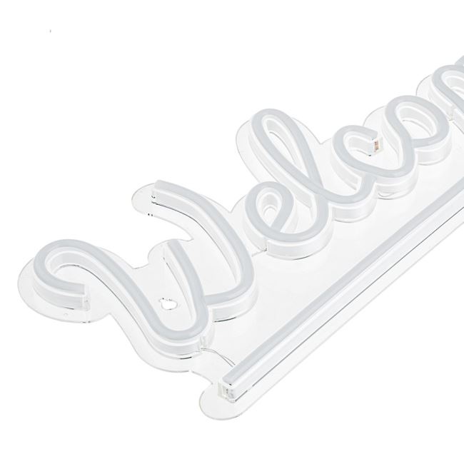 Lampa LED neon colorat, model cu scris WELCOME, cu cablu de 1.8M inclus, 41x16 cm, roz/bleo - 3 | YEO