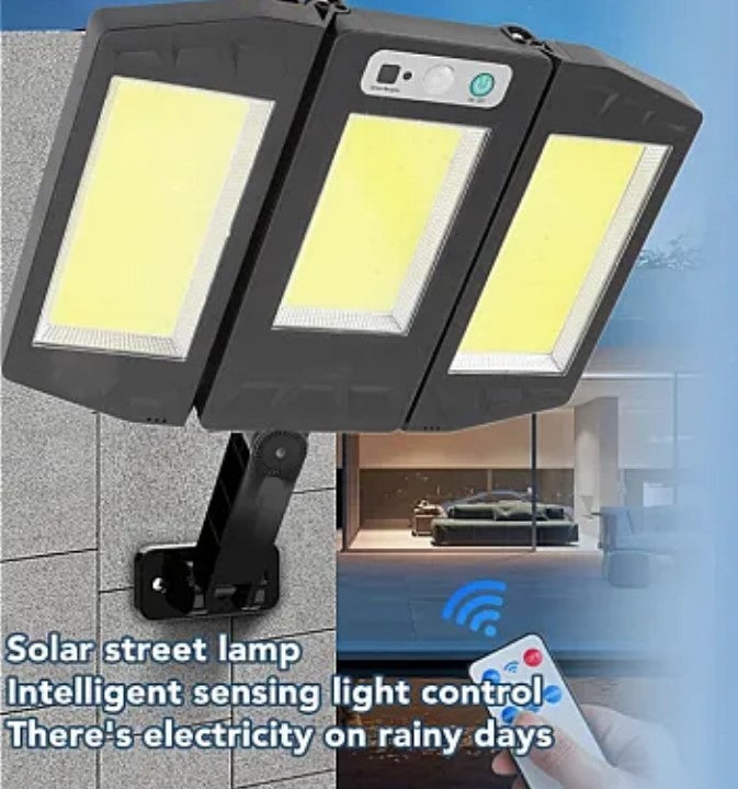 Lampa solara de perete senzor de miscare cu telecomanda TRIPLA COB pentru exterior - 1 | YEO