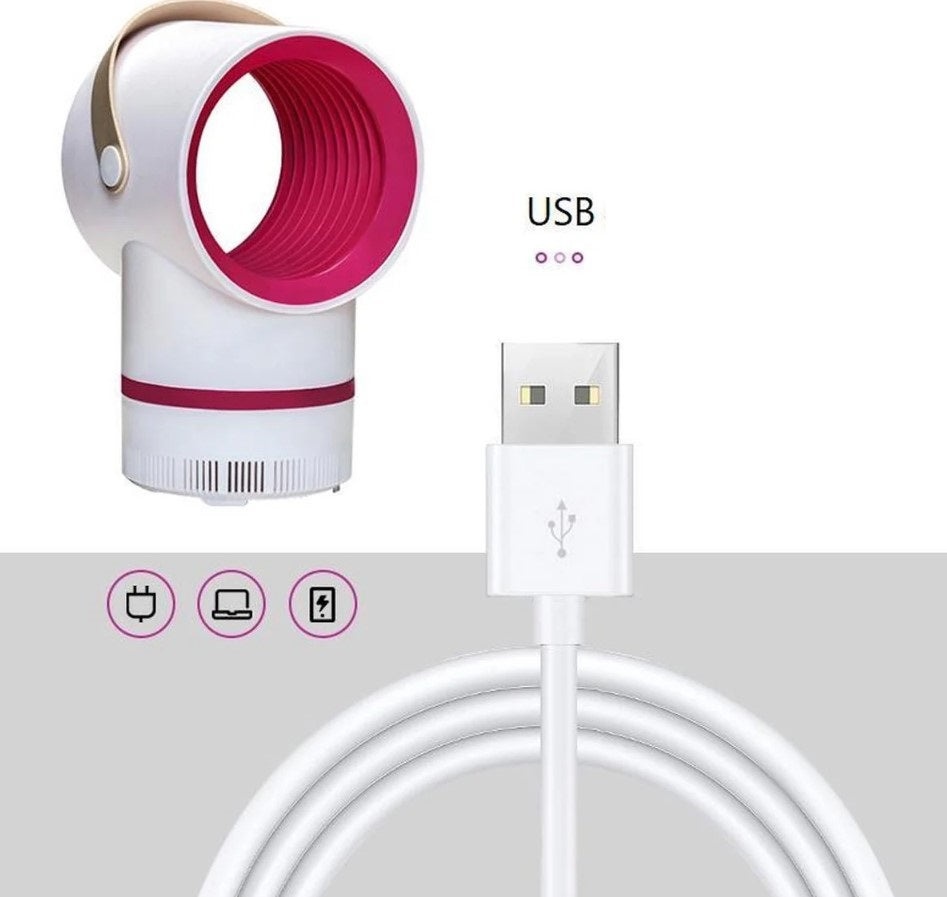 Lampa UV anti tantari 5W, pentru interior sau exterior, alimentare cu cablu USB, alb cu roz - 3 | YEO