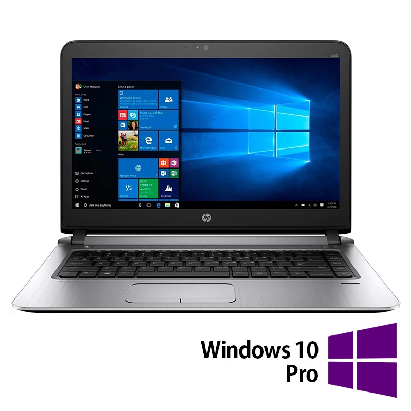 Laptop Refurbished HP ProBook 440 G3 Intel Core i3-6100U 2.30GHz 8GB DDR3 256GB SSD 14 Inch Full HD Webcam + Windows 10 Pro