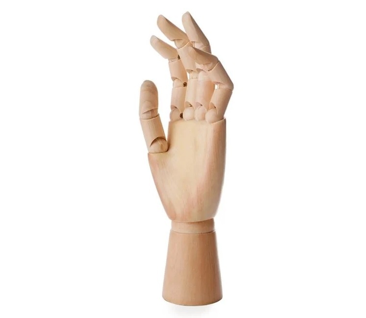 Manechin Mână din Lemn cu Articulații, lemn, 25 cm, nude