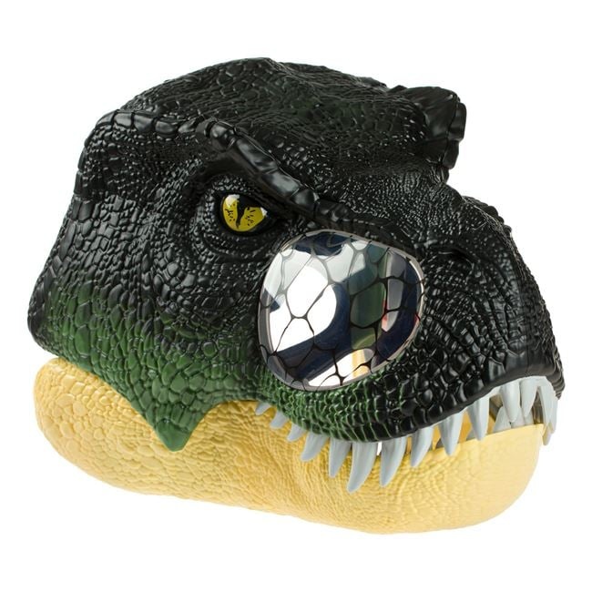 Masca dinozaur t-rex, cu sunet si lumina, din plastic, unisex, 28x23x24cm, 5+ ani, verde-galben - 1 | YEO