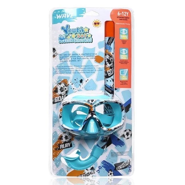 Masca si Tub pentru Snorkeling, pentru copii de la 6-12 ani, Bleu-Multicolor - 2 | YEO