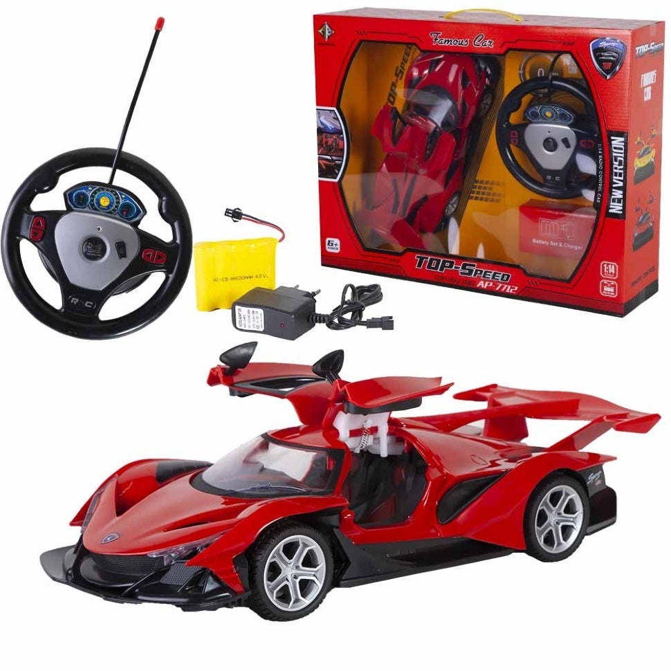 Masinuta de Curse cu Telecomanda, pentru Copii 6ani+, cu Baterii Reincarcabile, Rosu, 35cm - 1 | YEO