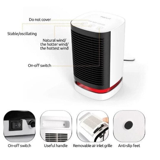 Mini Incalzitor electric portabil, 950W, rotire de 45 grade, cu ecran digital - 1 | YEO
