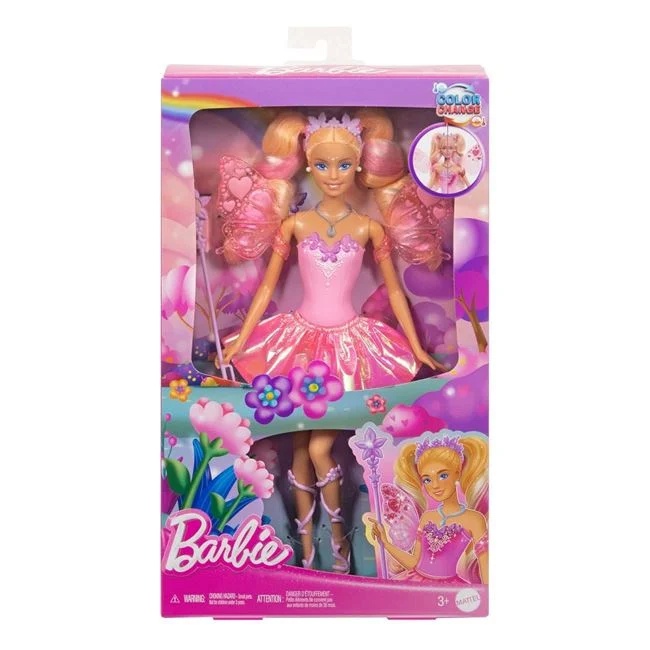 Papusa Barbie zana cu transformare magica si bagheta magica inclusa, varsta 3+ ani, 19x5x32.5cm, roz