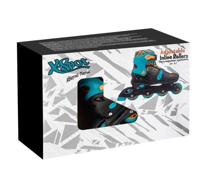 Patine cu Rotile, marime reglabila (39-42), roti din PVC, 5 ani+, verde cu negru - 1 | YEO
