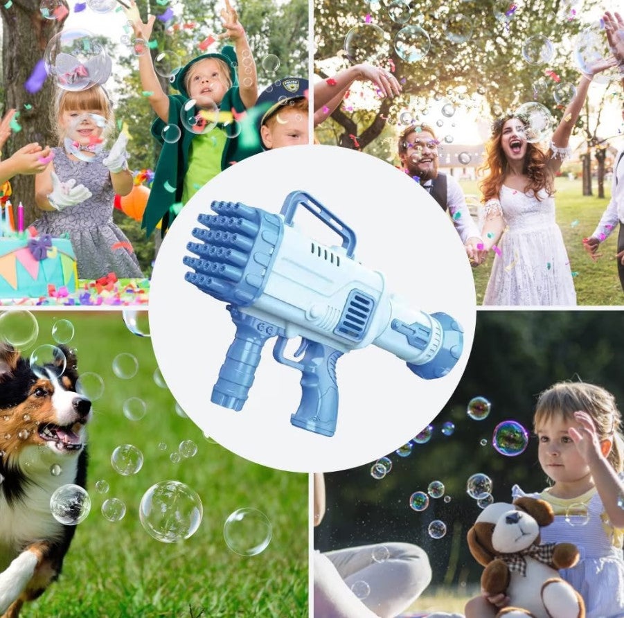 Pistol de jucarie-bubble gun de facut baloane din sapun, cu 32 de orificii, pentru copii de peste 3 ani - 3 | YEO