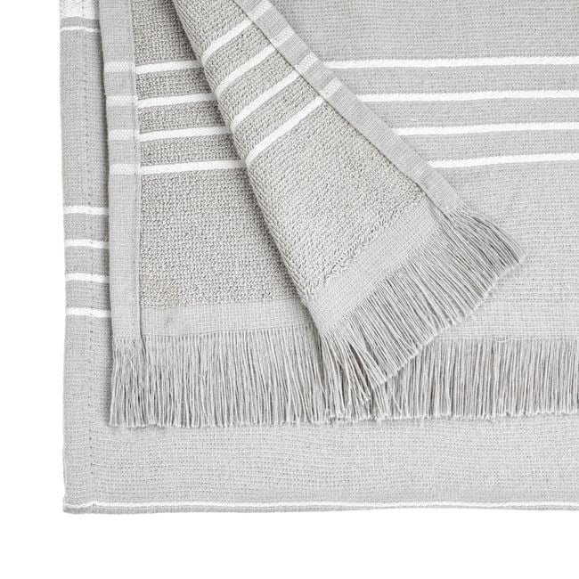 Prosop Hamam pentru Plaja, din Bumbac, 180x90cm, Gri cu Dungi Albe - 1 | YEO