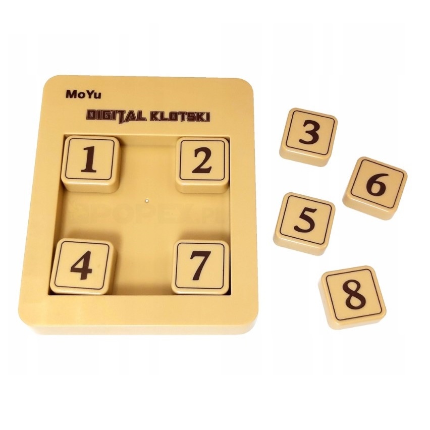 Puzzle glisant magnetic 3 x 3, cu 8 numere, tip tetris puzzle, pentru copii 6 ani+, plastic, 12.2x14.7x2.2 cm, bej - 1 | YEO