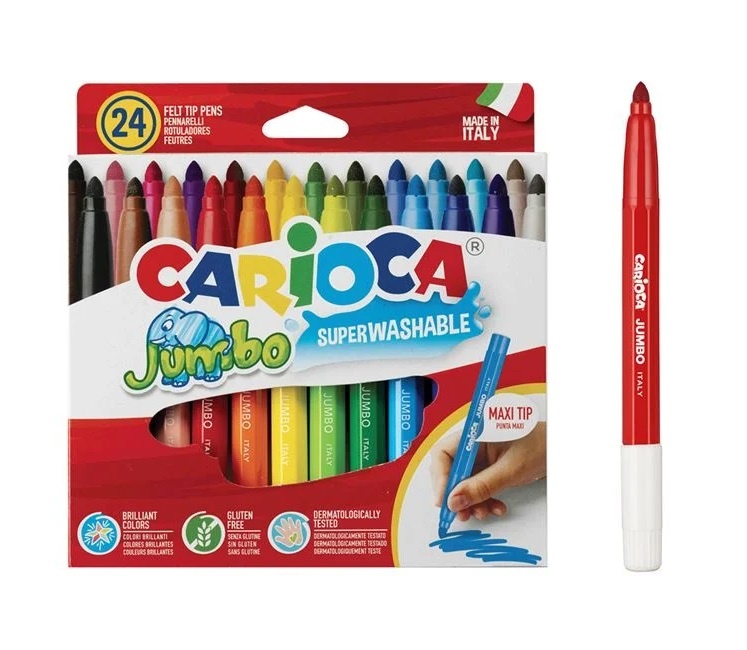 Set 24 Carioci Lavabile cu Vârf Gros