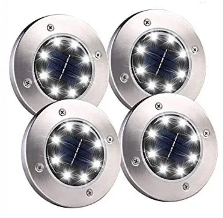 Set 4 Lampi Solare METALICE Disk Lights Argintii pentru Gradina - 2 | YEO