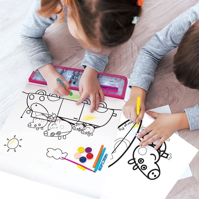 Set de Colorat bloc mare, 5 in 1, Peppa Pig, cu accesorii, 3ani+, 42x35x1.2cm - 1 | YEO