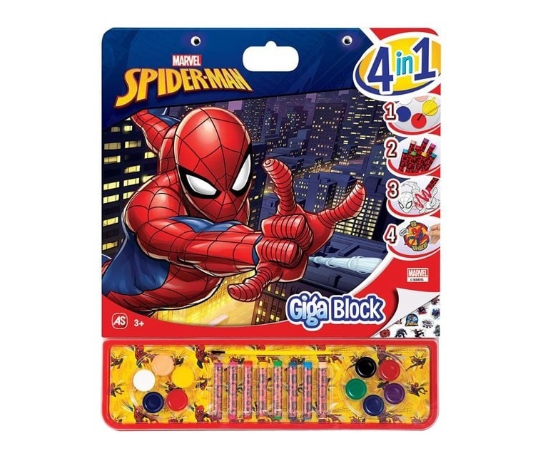 Set de Colorat Spiderman, Bloc cu accesorii, 4 în 1, 3ani+, 43.3x1x41.5cm