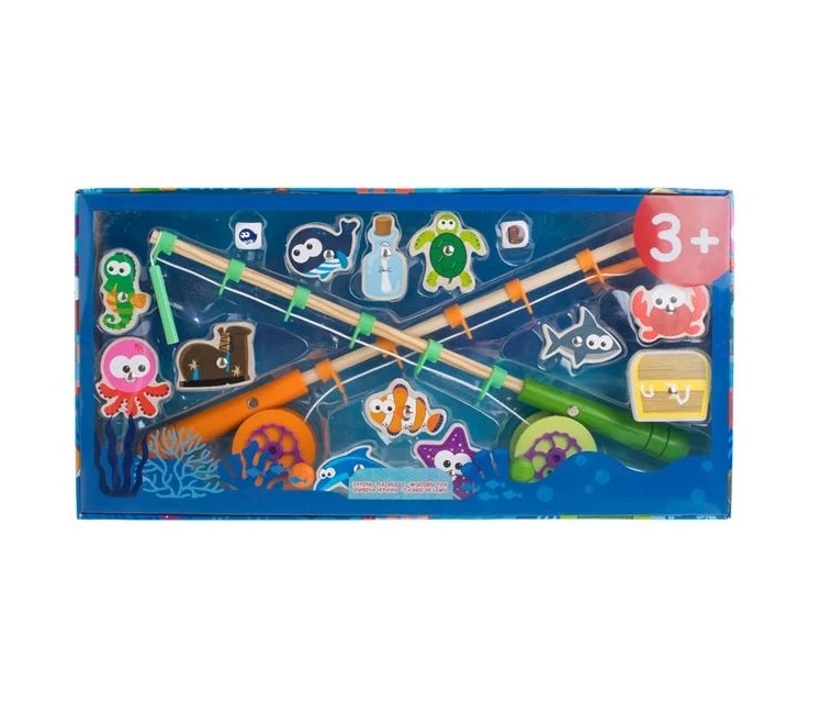 Set de Joacă – Pescuit cu 2 Undițe, lemn, 3 ani+, 50×6×25 cm