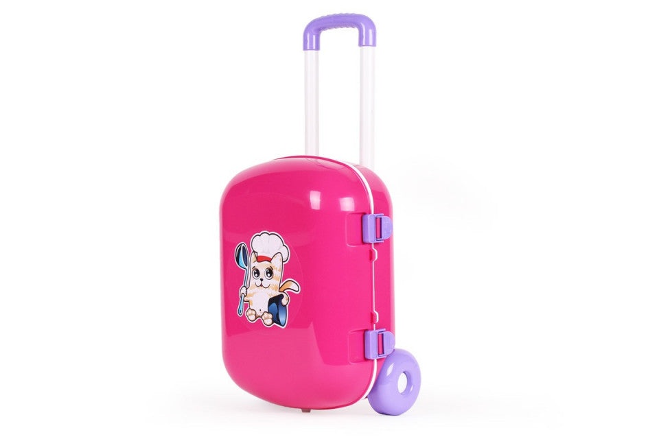 Set de joaca pentru copii cu mini bucatarie in troliu roz si accesorii - 1 | YEO