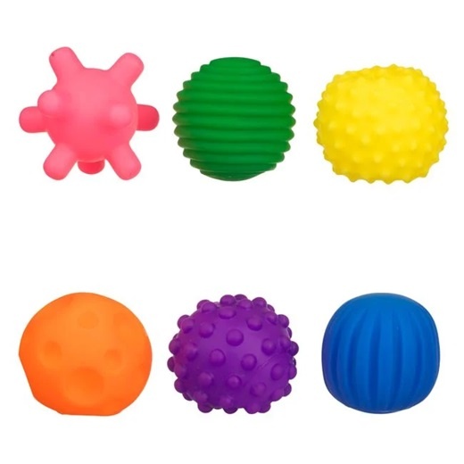 Set mingi senzoriale reliefate pentru copii 1+ ani, Diferite forme si culori, Plastic, 19x5x31cm, Multicolor