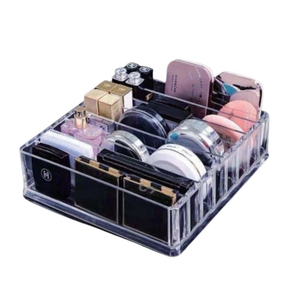Suport Acrilic pentru Cosmetice, 8 Compartimente, 23x24x6.5cm, transparent - 1 | YEO