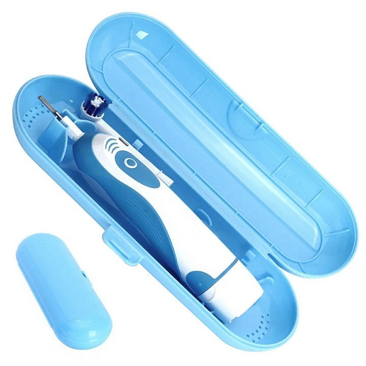 Suport - Etui pentru periuta de dinti electrica, cu spatiu pentru 2 capete, Albastru