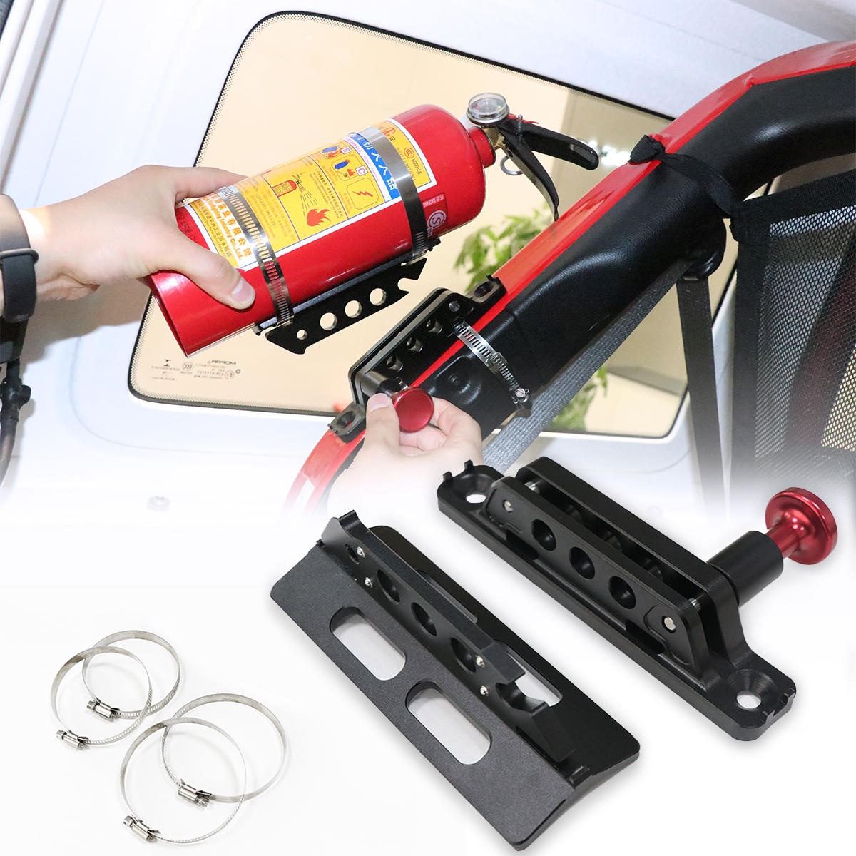 Suport universal pentru Extinctor Stingator cu prindere pe rollbar sau cabina destinatie ATV SSV UTV Off-Road