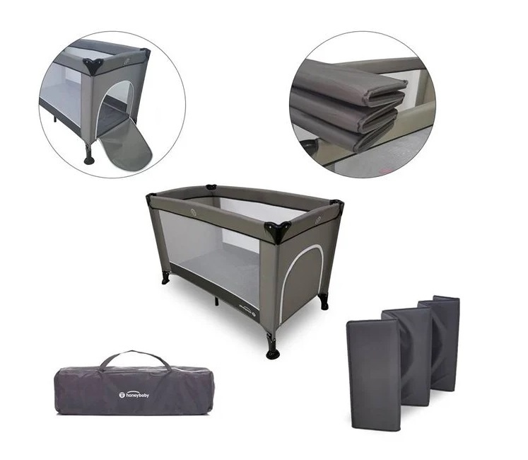 Tarc Patut cu Fereastra pentru Copii, 0+ani, material lavabil, 120x65x78cm, gri - 1 | YEO