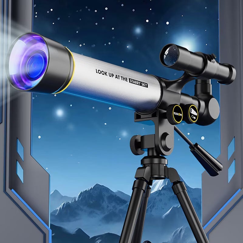 Telescop Astronomic cu Trepied Stabil, 60X, din Aliaj de Aluminiu, 45x23x42cm, Negru-Argintiu - 2 | YEO