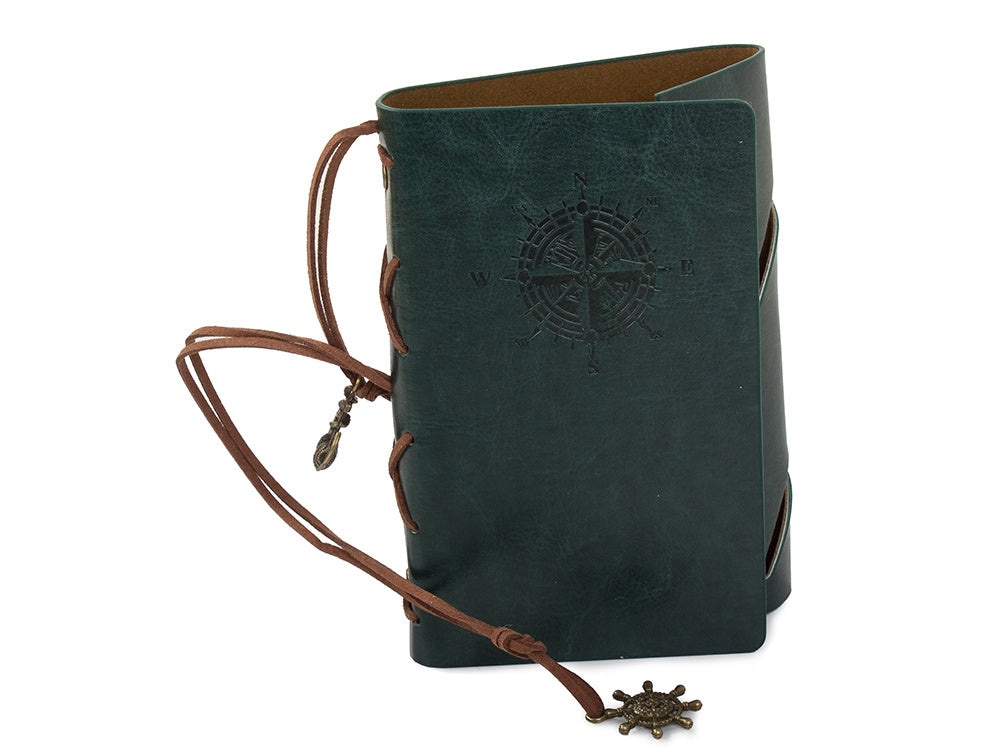 Agenda retro cu aspect vintage, 70 foi A6, Dimensiuni 15 x 10 cm, Verde Inchis - 3 | YEO
