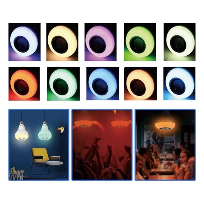 Bec led cu bluetooth si muzica, 12W - E27, cu 12 culori cu efecte si telecomanda, alb - 1 | YEO