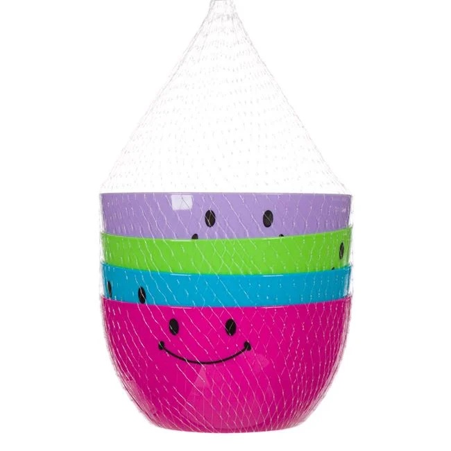 Boluri cu model emoji, din plastic, 4 buc, capacitate 600ml, multicolor - 1 | YEO