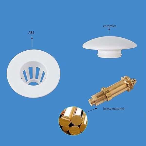 Buton de blocare pentru chiuveta/lavoar/cada, universal, alb - 2 | YEO