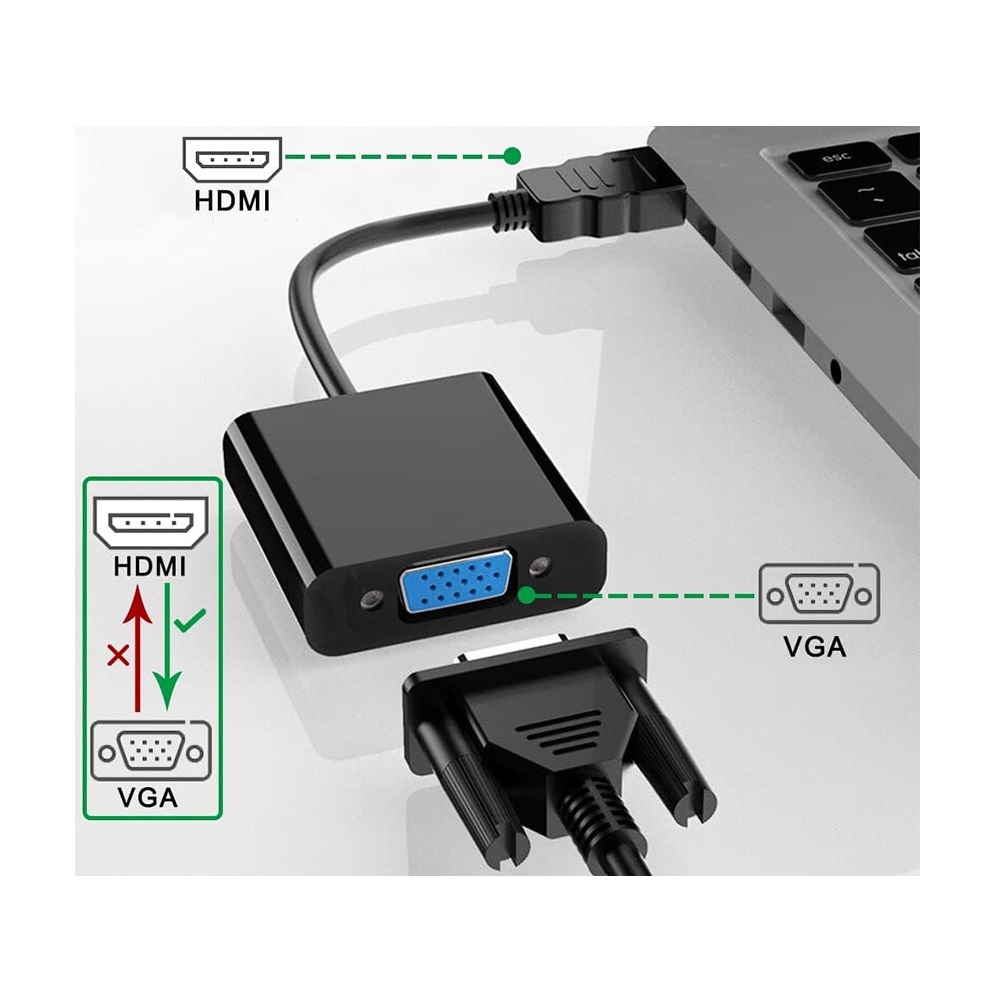 Cablu adaptor HDMI la VGA, cablu d-sub, plug and play, negru - 1 | YEO