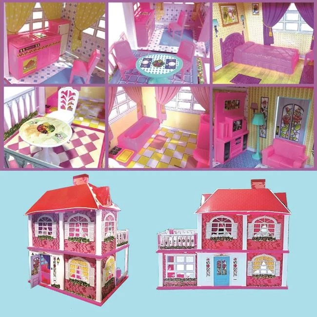 Casa de joaca cu papusa si accesorii incluse, 62.5x9x48cm, roz - 2 | YEO