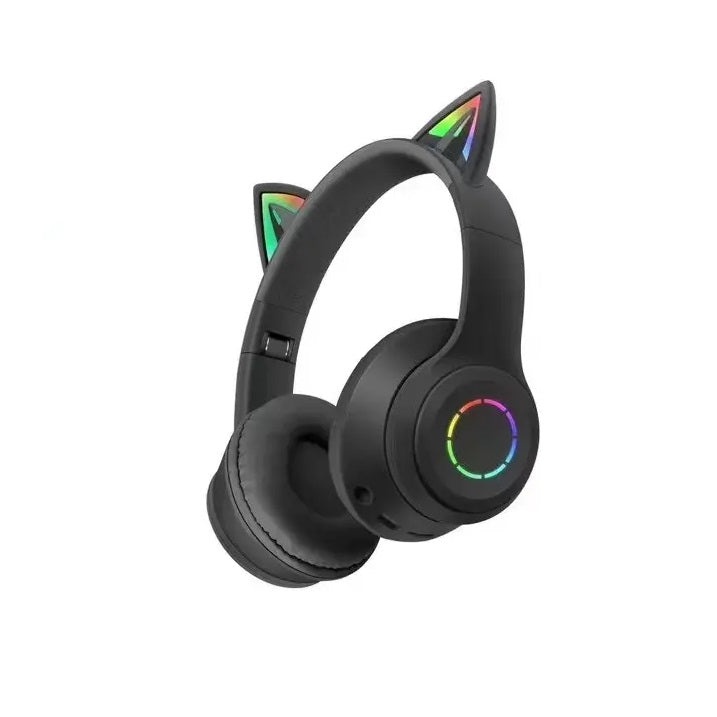 Casti cu Urechi de Pisica, Fara Fir, Bluetooth 5.0, cu Lumină LED, Portabile, Pliabile, Utilizare Universala - 2 | YEO