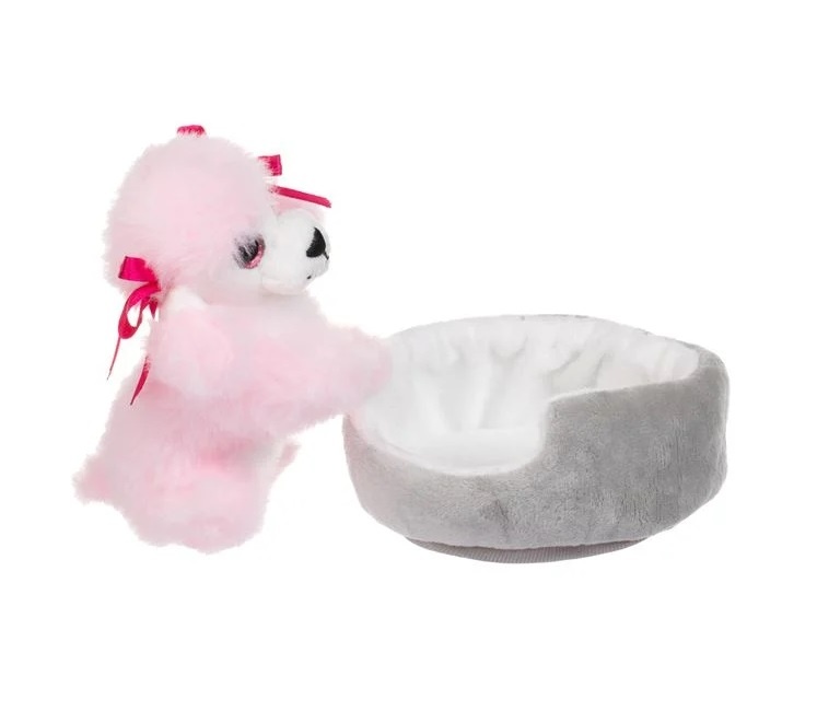 Cățel Mini cu Culcuș, poliester, 10 cm, roz - 4 | YEO