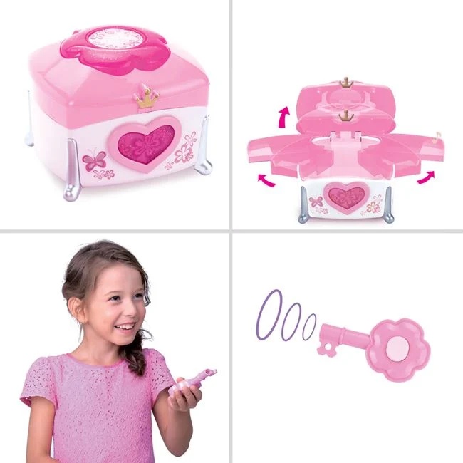 Cutie de bijuterii magica cu accesorii si bijuterii incluse, cu lumini si muzica, din plastic, 23x23x18cm, roz - 2 | YEO