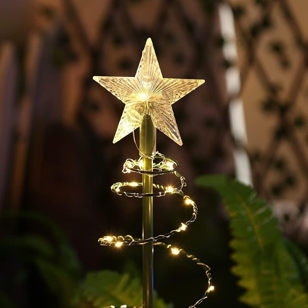 Decoratie solara cu LED model brad de Craciun cu stea, 85cm inaltime, lumina galbena - 2 | YEO