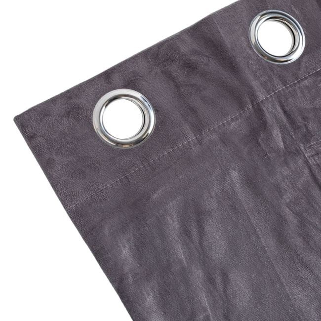 Draperie decorativa, tip blackout - nu lasa lumina sa treaca, cu aspect de piele suede, cu inele, 140x260 cm, gri