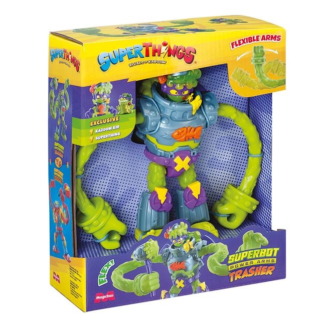 Figurina Superbot Power Arms trasher, cu brate flexibile, varsta 4+ ani, multicolor