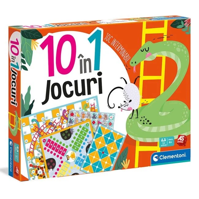 Joc de societate „10 in 1 jocuri”, clasice si educative, varsta 4+ ani, 5x37x28.1cm, multicolor