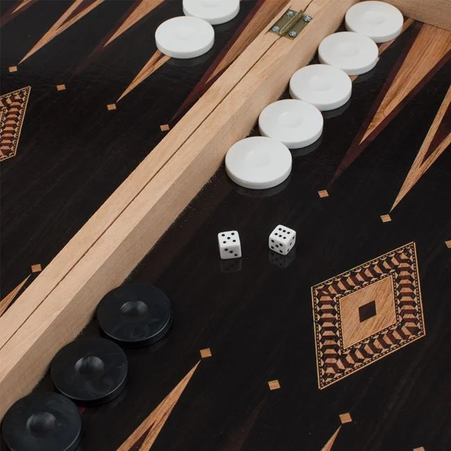 Joc de table cu gravura sepia, include piese si 2 zaruri, 50.5x47.5cm, alb-negru - 1 | YEO