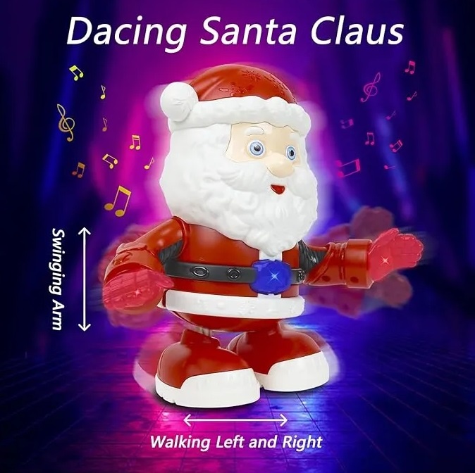 Jucarie interactiva Mos Craciun, pentru copii 3 ani+, cu sunete si lumini, baterii 3xAA, 20cm inaltime, alb-rosu - 1 | YEO