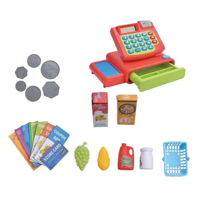 Jucarie tip casa de marcat supermarket, cu accesorii, din plastic, varsta 3+ ani, 25x16.5x16.5cm, multicolor - 1 | YEO