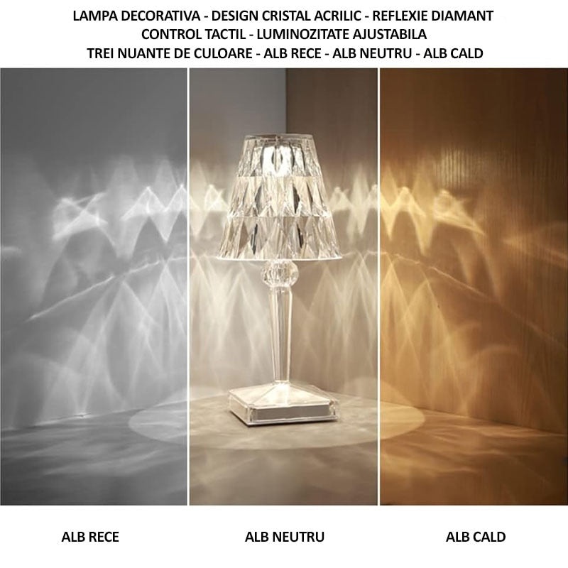 Lampa ambientala decorativa, control tactil, 3 temperaturi de culoare, intensitate reglabila, reincarcabila - 2 | YEO