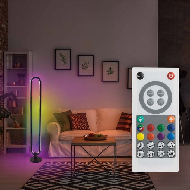 Lampa decorativa LOOP, cu Led RGB & White de culoare neagra cu baza si cablu de alimentare, 13x104.5 cm, multicolor - 1 | YEO