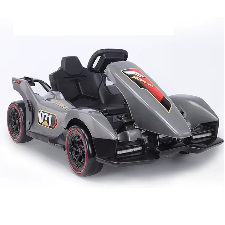Masina de drift electrica, pentru copii 3 ani+, cu telecomanda, 8 km/h, lumini, 122x71x62 cm, gri/rosu - 2 | YEO
