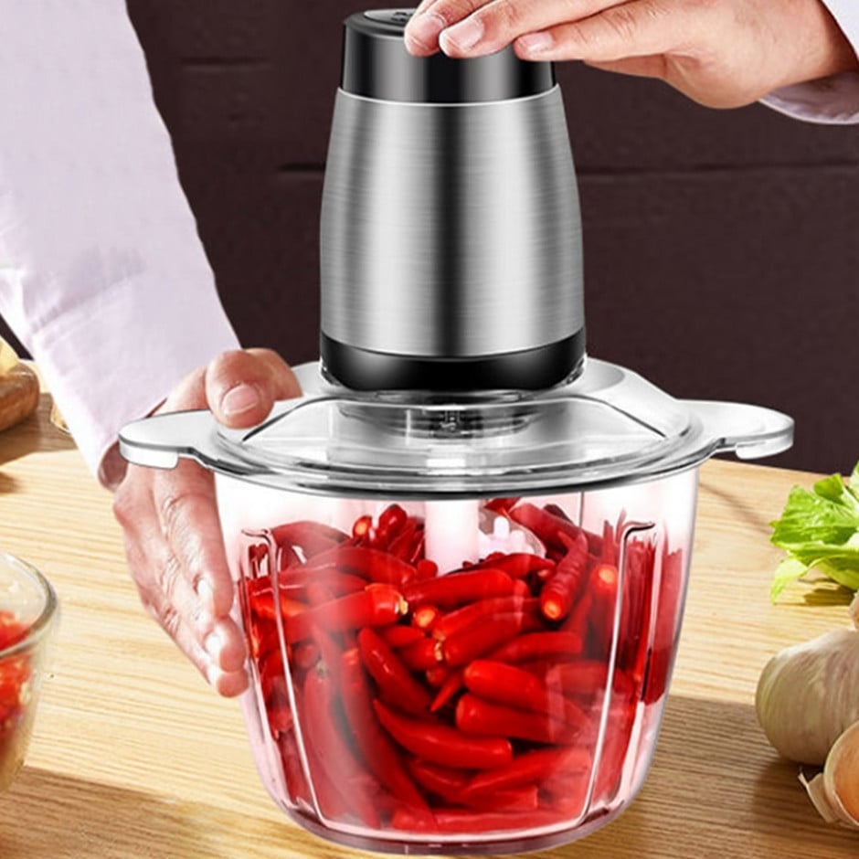 Masina de tocat electrica pentru carne si legume, Putere 850W 2L sau 1200W 3L, cu 2 viteze, din otel inoxidabil, Argintiu - 1 | YEO