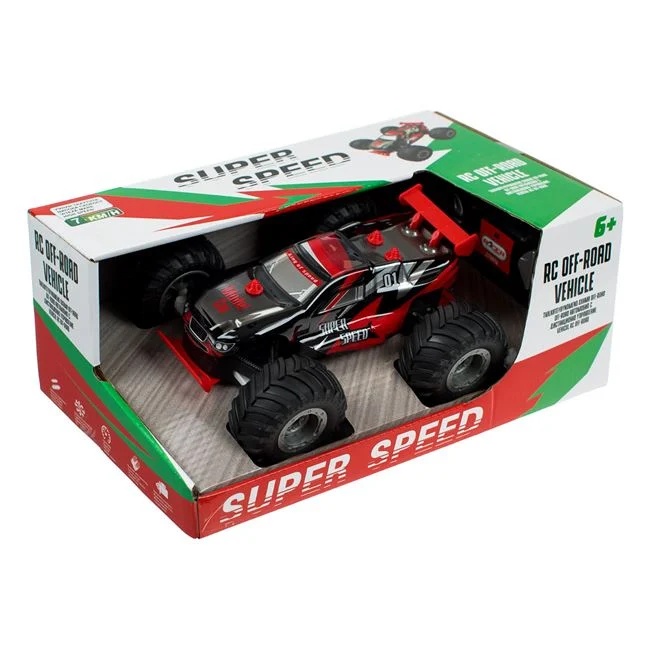 Masina super off road, cu telecomanda, viteza maxima de 7km/h, 29x18x12cm, negru-rosu