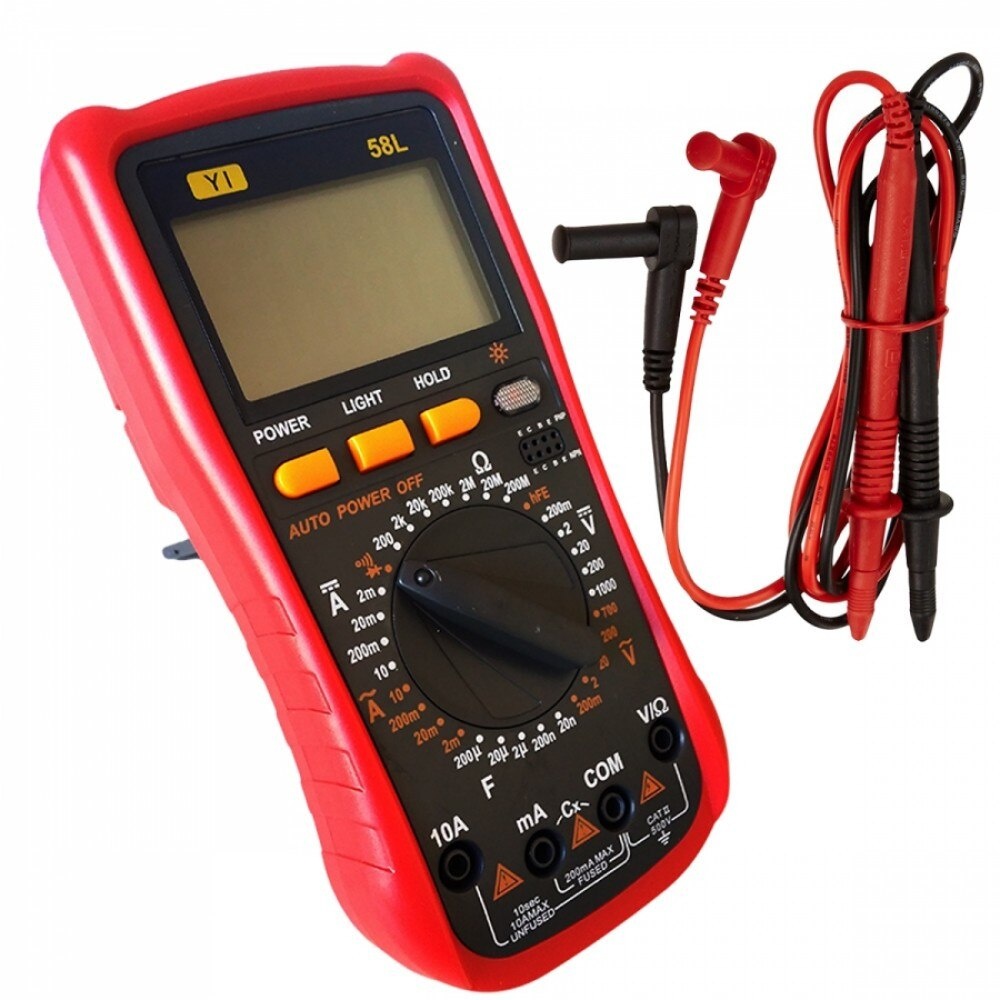 Multimetru digital YI-58L, multifunctional, cu ecran LCD si 4 digiti, rosu - 1 | YEO