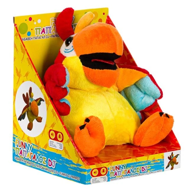 Papagal interactiv Dj cu functie de repetare voci, 15x15x21cm, multicolor